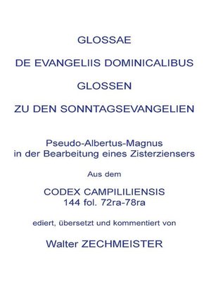 cover image of Glossae de Evangeliis Dominicalibus